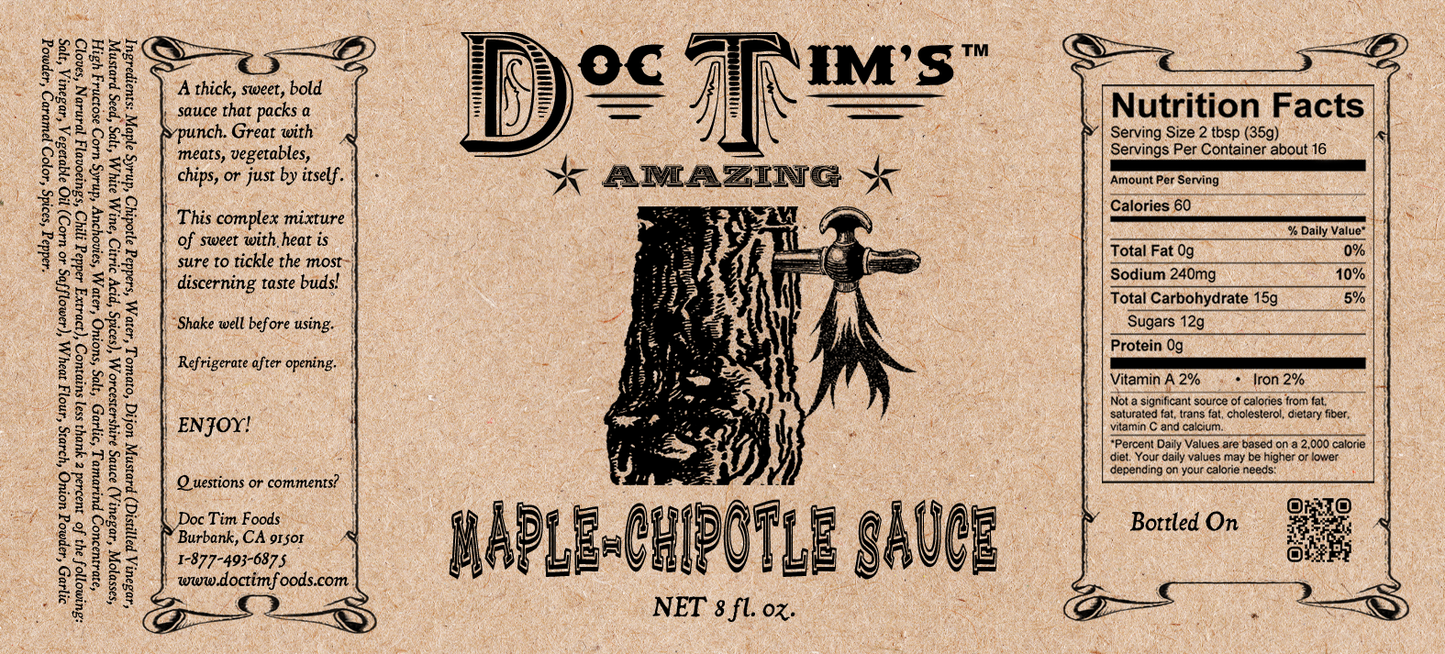 Amazing Maple-Chipotle Sauce (Bottled and Shipped)